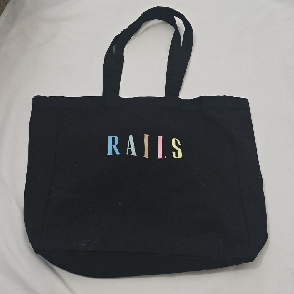 Rails Black Tote‎ with Multicolor Logo